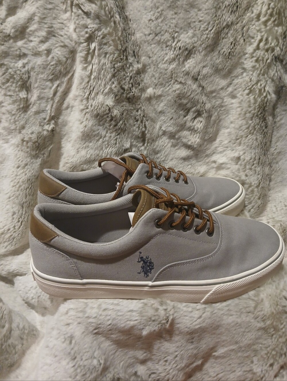 U.S. Polo Assn. Gray Canvas Sneakers with Brown Accents - Picture 2 of 5